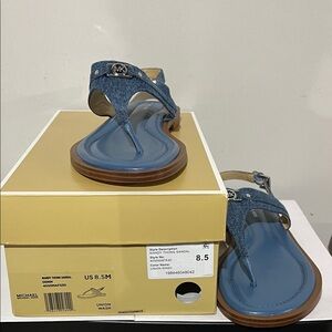 Michael Kors Blue Denim Sandals with Silver Details